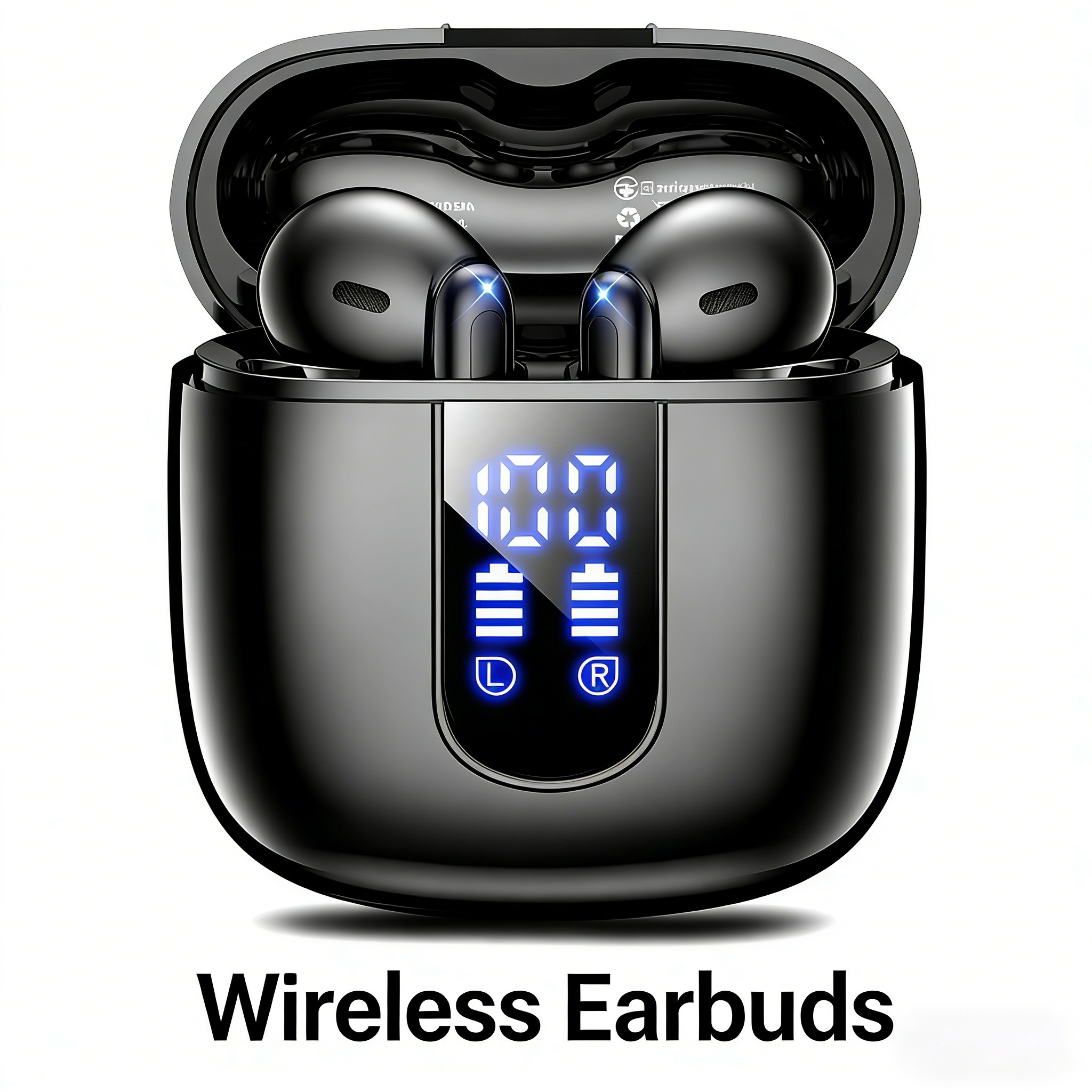 Wireless Bluetooth Earbuds with LED Display, Semi In-Ear Headphones, Long Battery Life, HiFi Sound, Noise Reduction, Sport Running Earphones