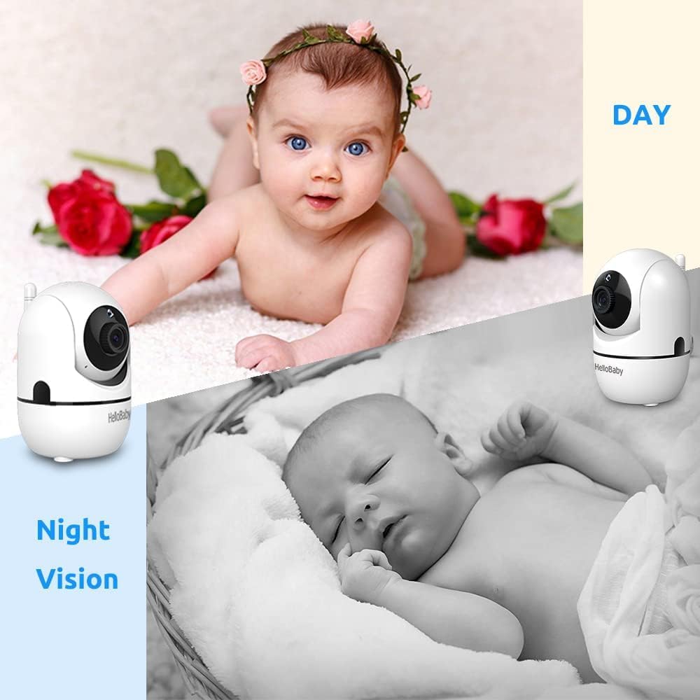HelloBaby HB6550 Baby Monitor — 5" Screen, 30-Hour Battery, Pan-Tilt-Zoom, Night Vision, 2-Way Talk, 1000ft