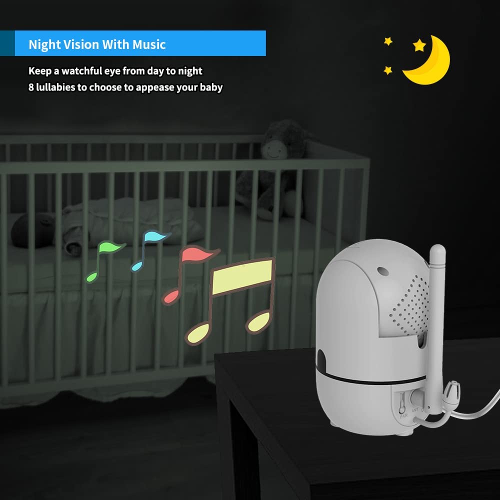 HelloBaby HB6550 Baby Monitor — 5" Screen, 30-Hour Battery, Pan-Tilt-Zoom, Night Vision, 2-Way Talk, 1000ft