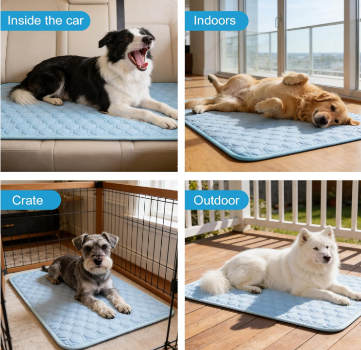 Dog Cooling Mat for Summer Self-Cooling Mat for Dogs & Cats Summer Outdoor Dog Pad Cooling Washable, Portable & Non-Toxic, High-Tech Fabric Crates, Beds, Cars