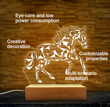  Horse Night Light - Horse Equestrian Illusion Lamps - Desk Home Decoration Lamp Bedroom Decor - Gifts for Kids Boys Girls Horses Lovers