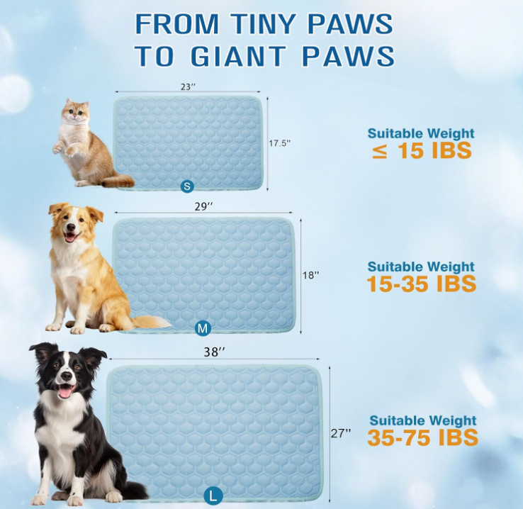 Dog Cooling Mat for Summer Self-Cooling Mat for Dogs & Cats Summer Outdoor Dog Pad Cooling Washable, Portable & Non-Toxic, High-Tech Fabric Crates, Beds, Cars