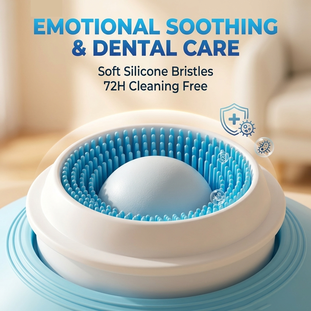 Licky Planet™ Suction Cup Dog Lick Mat – Anti-Slip Interactive Slow Feeder with Rotating Massage Ball, Food-Grade Silicone Calming Toy for Small & Medium Dogs