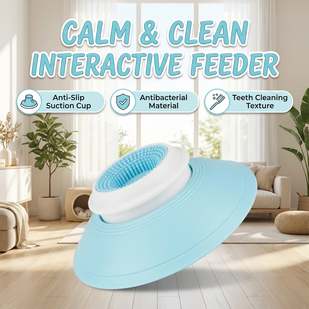 Licky Planet™ Suction Cup Dog Lick Mat – Anti-Slip Interactive Slow Feeder with Rotating Massage Ball, Food-Grade Silicone Calming Toy for Small & Medium Dogs