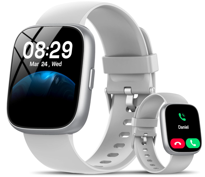 Smart Watch with Alexa Built-in, 1.83" HD Touchscreen Fitness Tracker with Bluetooth Calling, Fitness Watch with Heart Rate/Sleep Monitor/120+ Sports, IP68 Waterproof Smartwatch for Android iOS