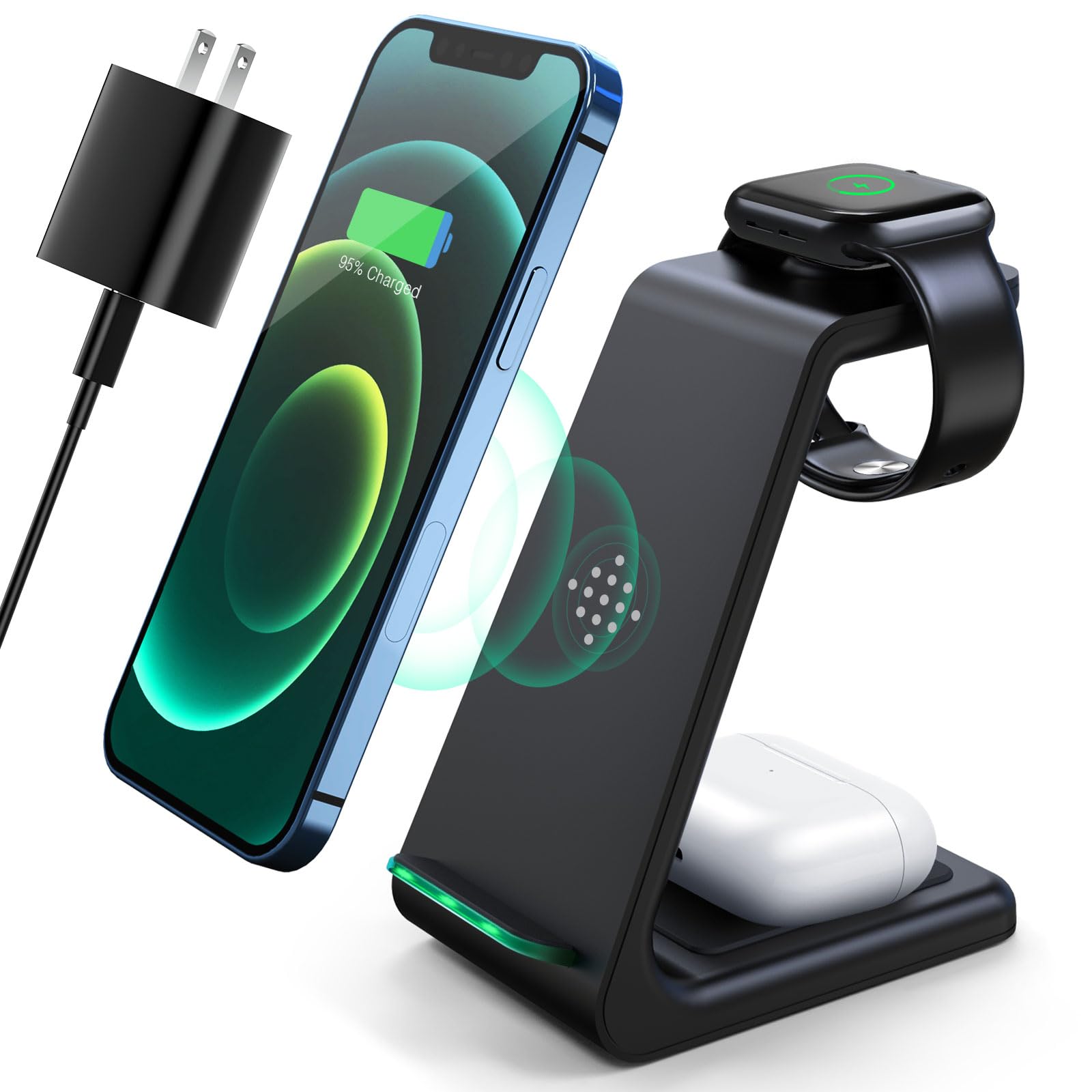 3‑in‑1 Fast Wireless Charging Station — iPhone, Apple Watch & AirPods