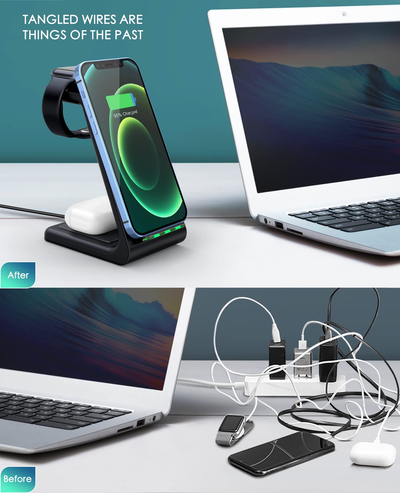 3‑in‑1 Fast Wireless Charging Station — iPhone, Apple Watch & AirPods
