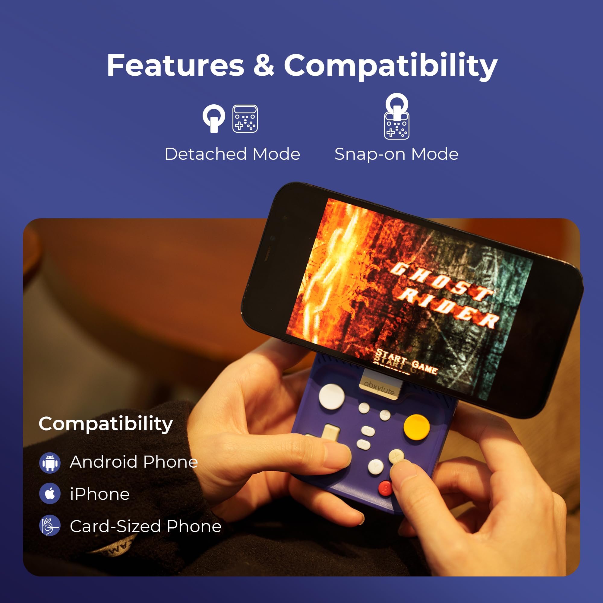 M4 Magnetic Snap-On Mobile Gaming Controller | Portable Bluetooth Gamepad for Android, iPhone, Switch, Dual Joystick Turbo with Stand, Black Translucent