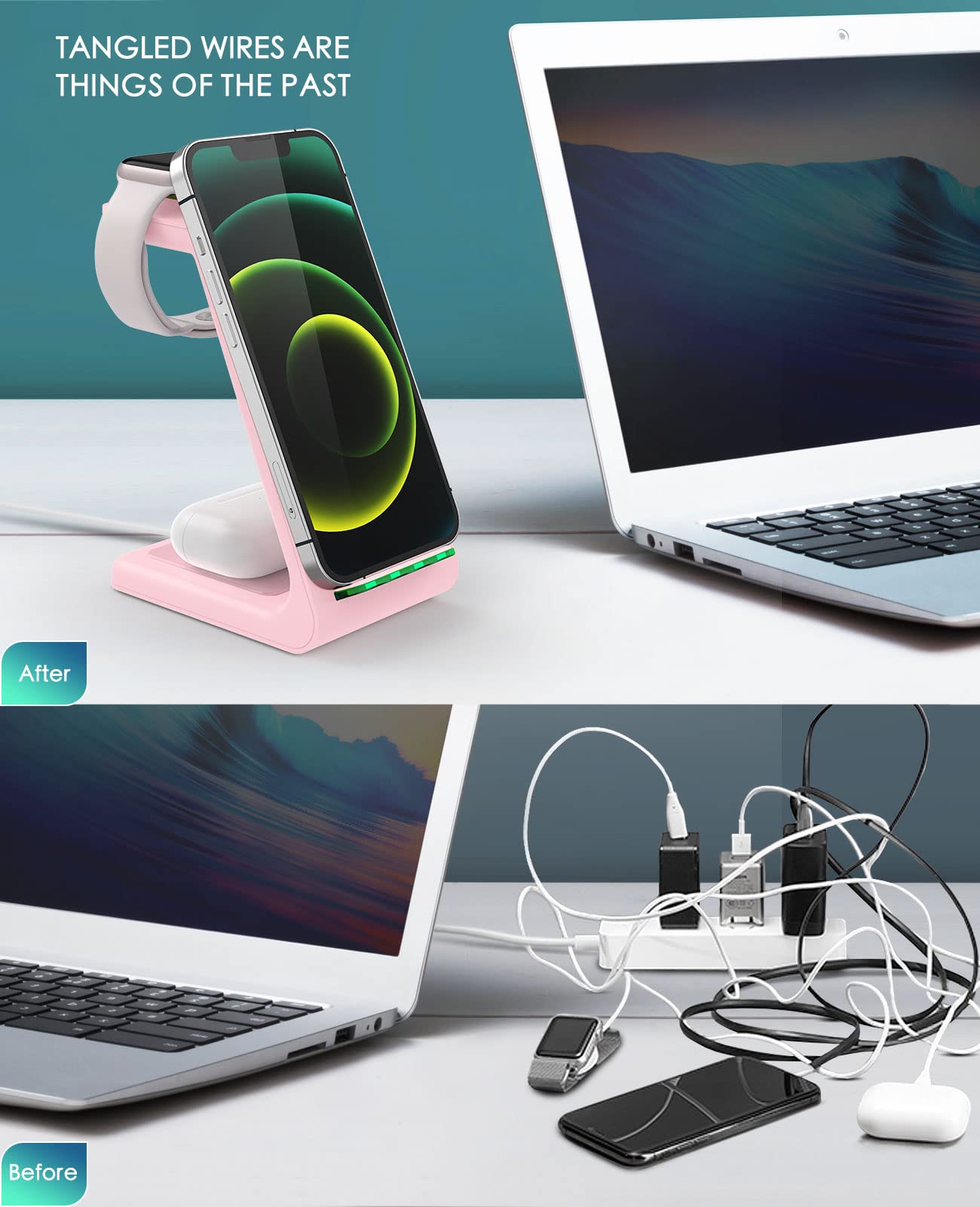 3‑in‑1 Fast Wireless Charging Station — iPhone, Apple Watch & AirPods