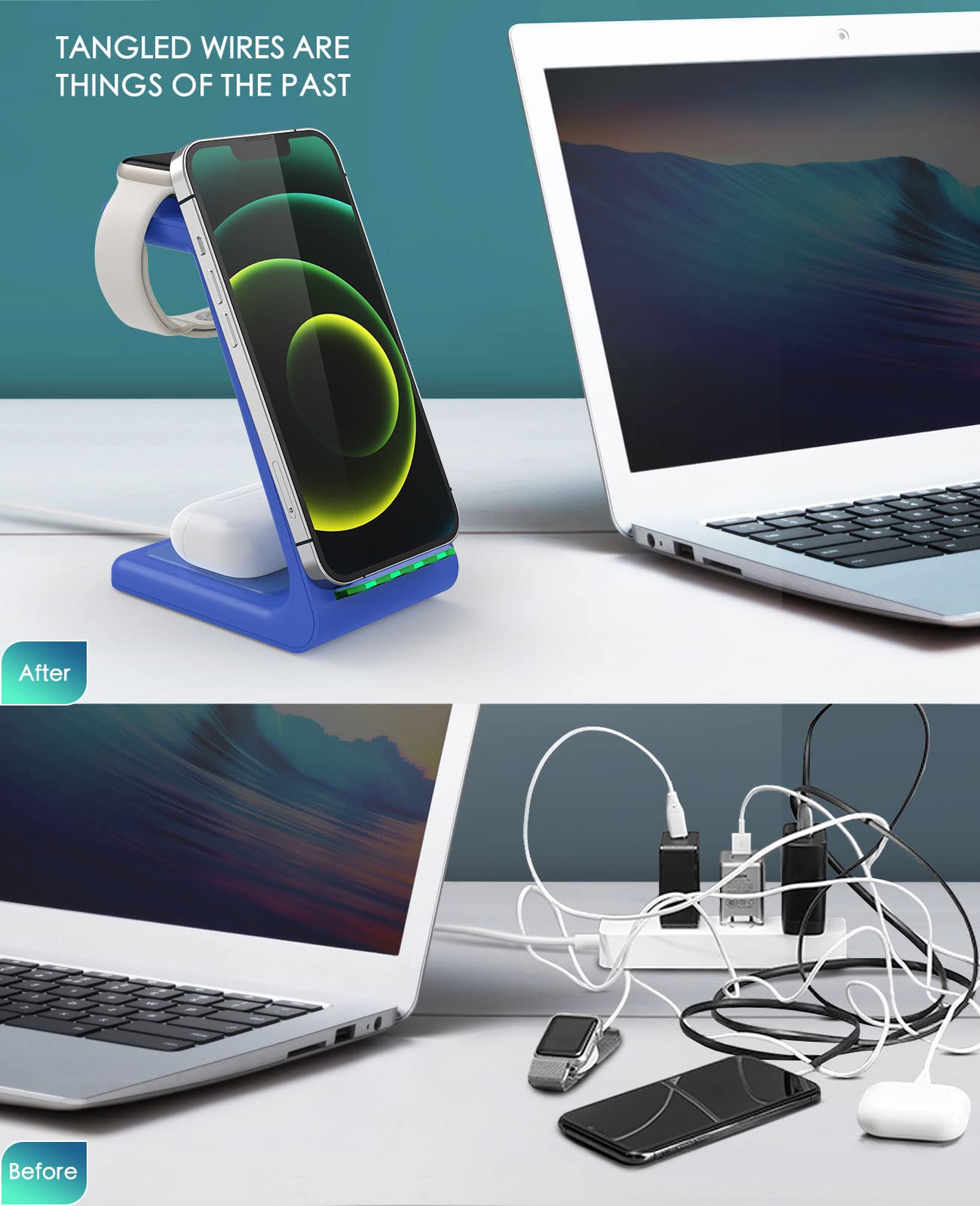 3‑in‑1 Fast Wireless Charging Station — iPhone, Apple Watch & AirPods
