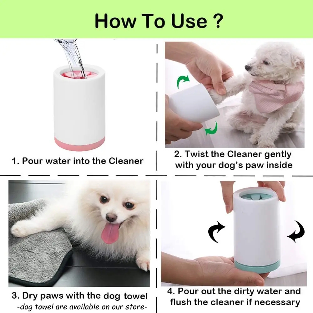 Portable Dog Paw Cleaner Cup | Silicone Foot Washer for Small & Medium Dogs Cats Automatic Muddy Paw Cleaning Supplies