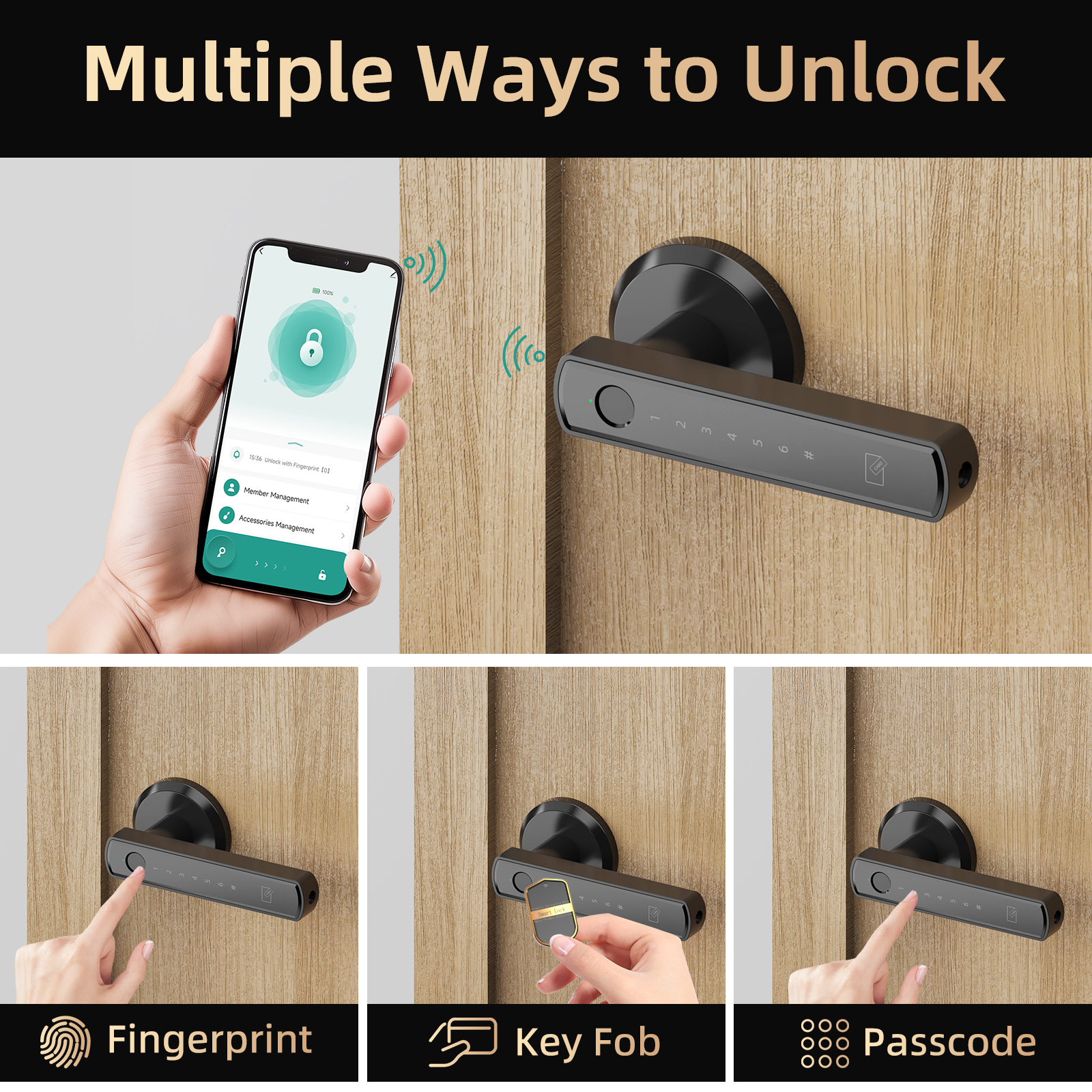 Viladepot Smart Fingerprint Door Lock | App Control, Passcode Unlock & Electronic Touchscreen Keypad