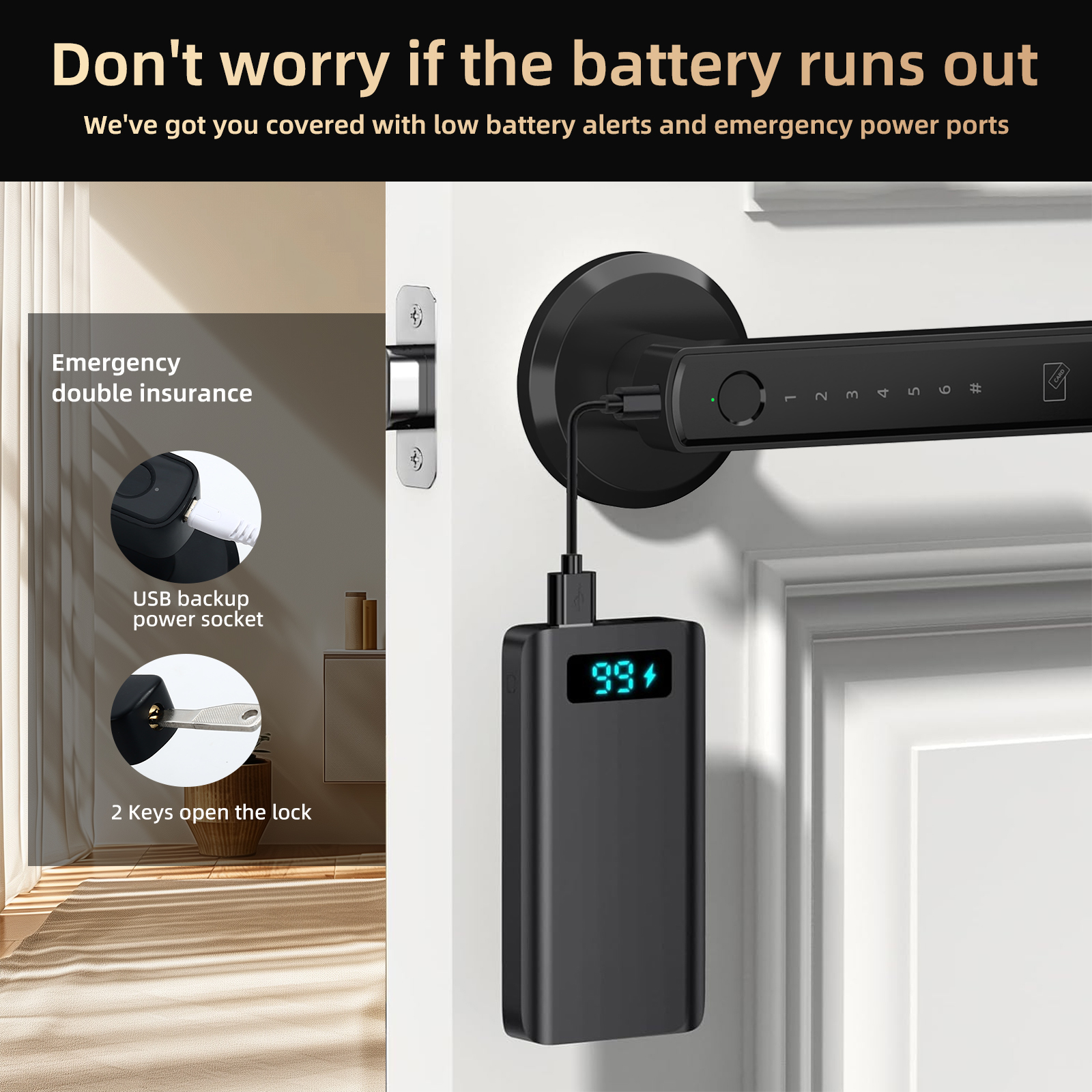 Viladepot Smart Fingerprint Door Lock | App Control, Passcode Unlock & Electronic Touchscreen Keypad