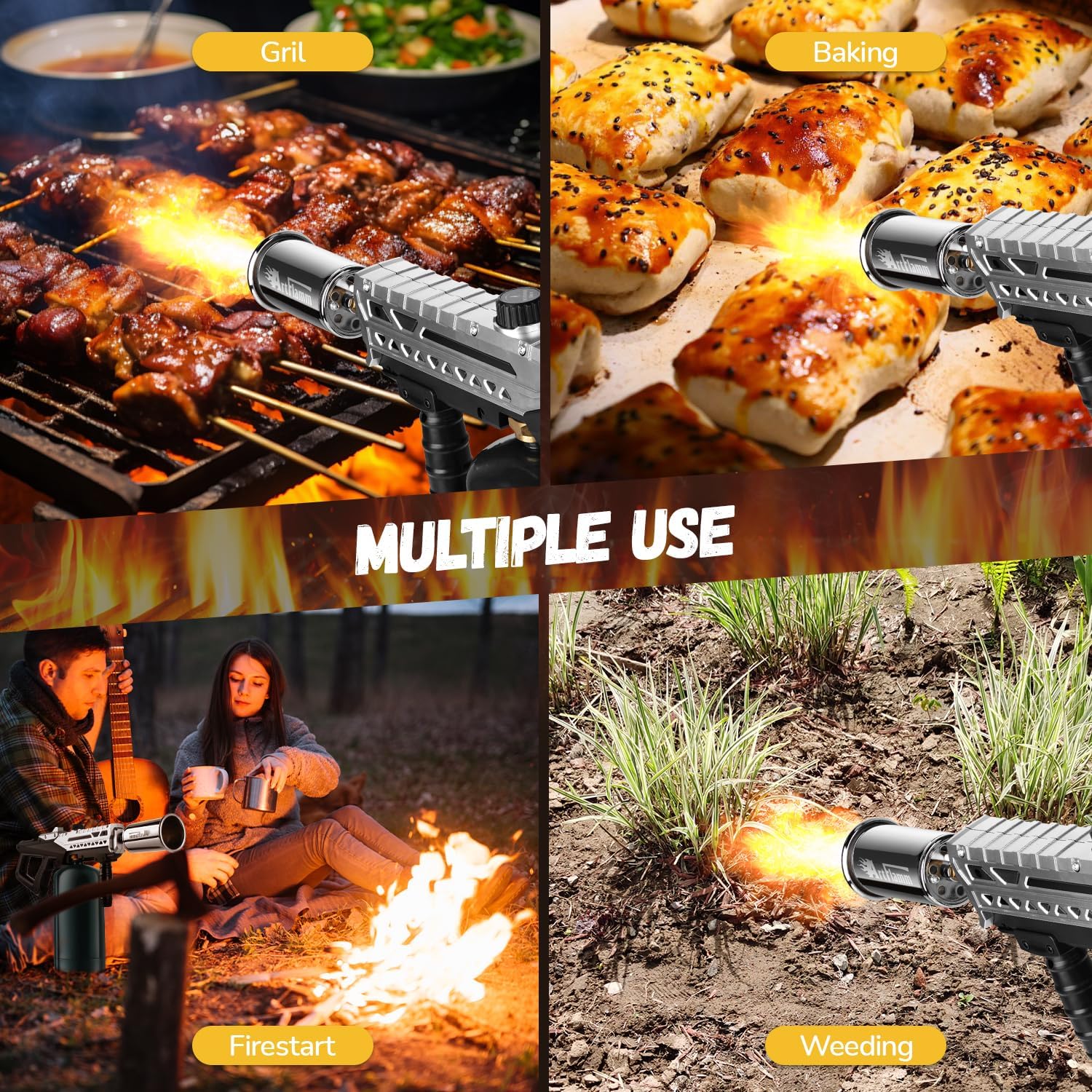 Powerful Adjustable Propane Flamethrower Torch Gun, Heavy-Duty Outdoor Igniter for Charcoal BBQ, Camping Fire Starting & Backyard Use