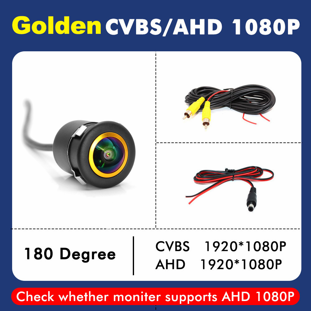 SMARTOUR 1080P AHD Car Reverse Camera, 1920*1080 HD CVBS CCD Night Vision Waterproof Punch Rear View Backup Camera for Vehicle