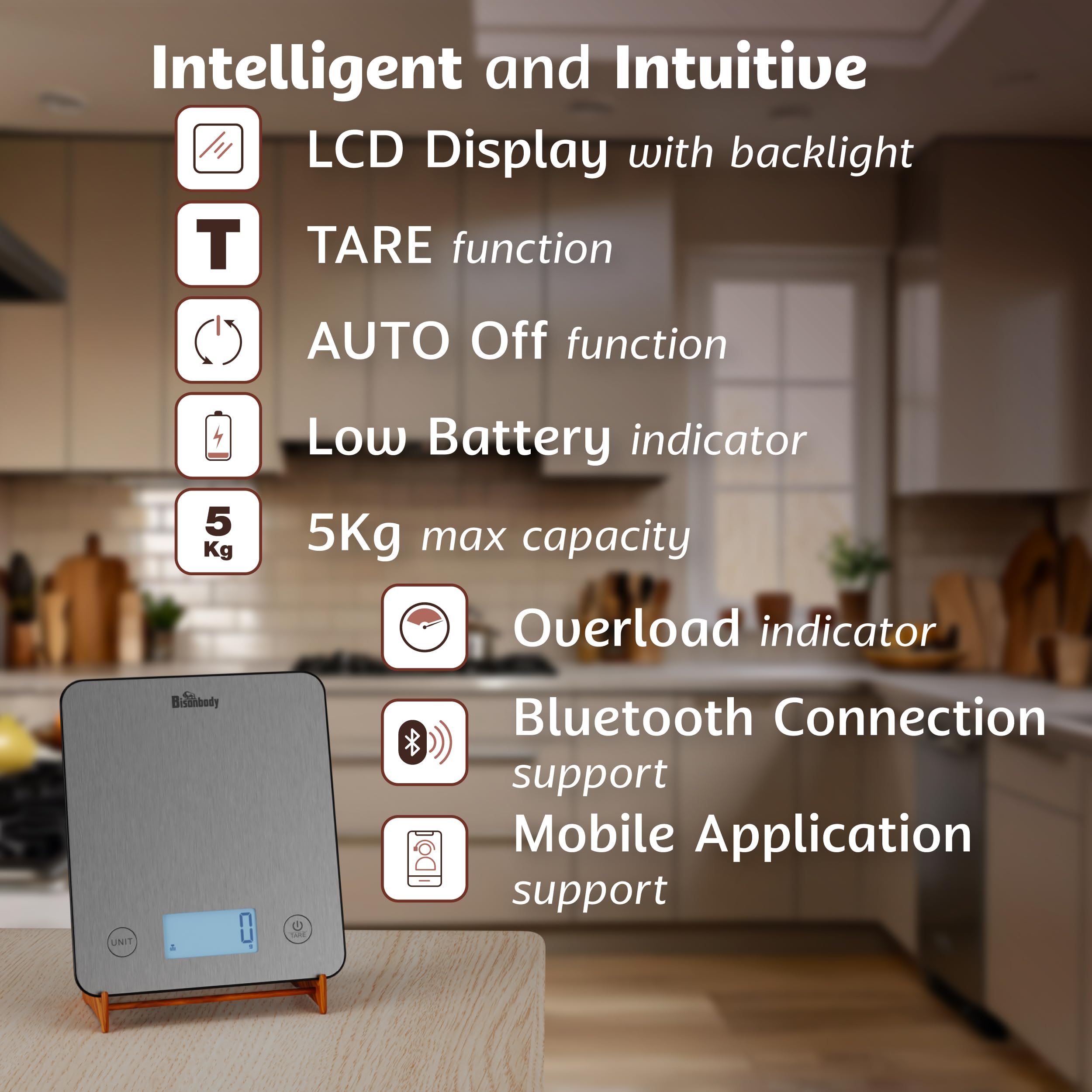 Smart Food Scale with App — Calorie & Macro Tracking, Nutritional Calculator, Portion Control, g/oz