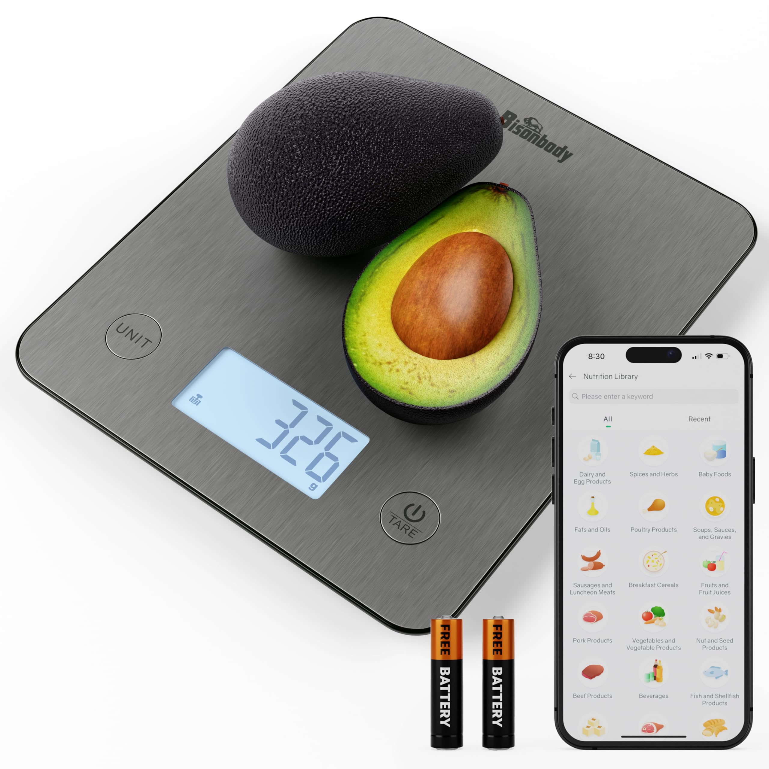 Smart Food Scale with App — Calorie & Macro Tracking, Nutritional Calculator, Portion Control, g/oz