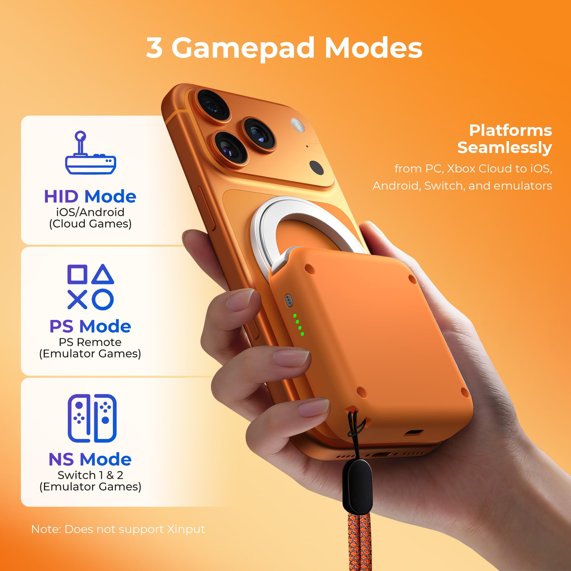 M4 Magnetic Snap-On Mobile Gaming Controller | Portable Bluetooth Gamepad for Android, iPhone, Switch, Dual Joystick Turbo with Stand, Black Translucent
