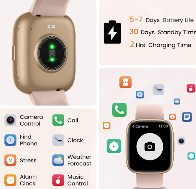 Smart Watch with Alexa Built-in, 1.83" HD Touchscreen Fitness Tracker with Bluetooth Calling, Fitness Watch with Heart Rate/Sleep Monitor/120+ Sports, IP68 Waterproof Smartwatch for Android iOS