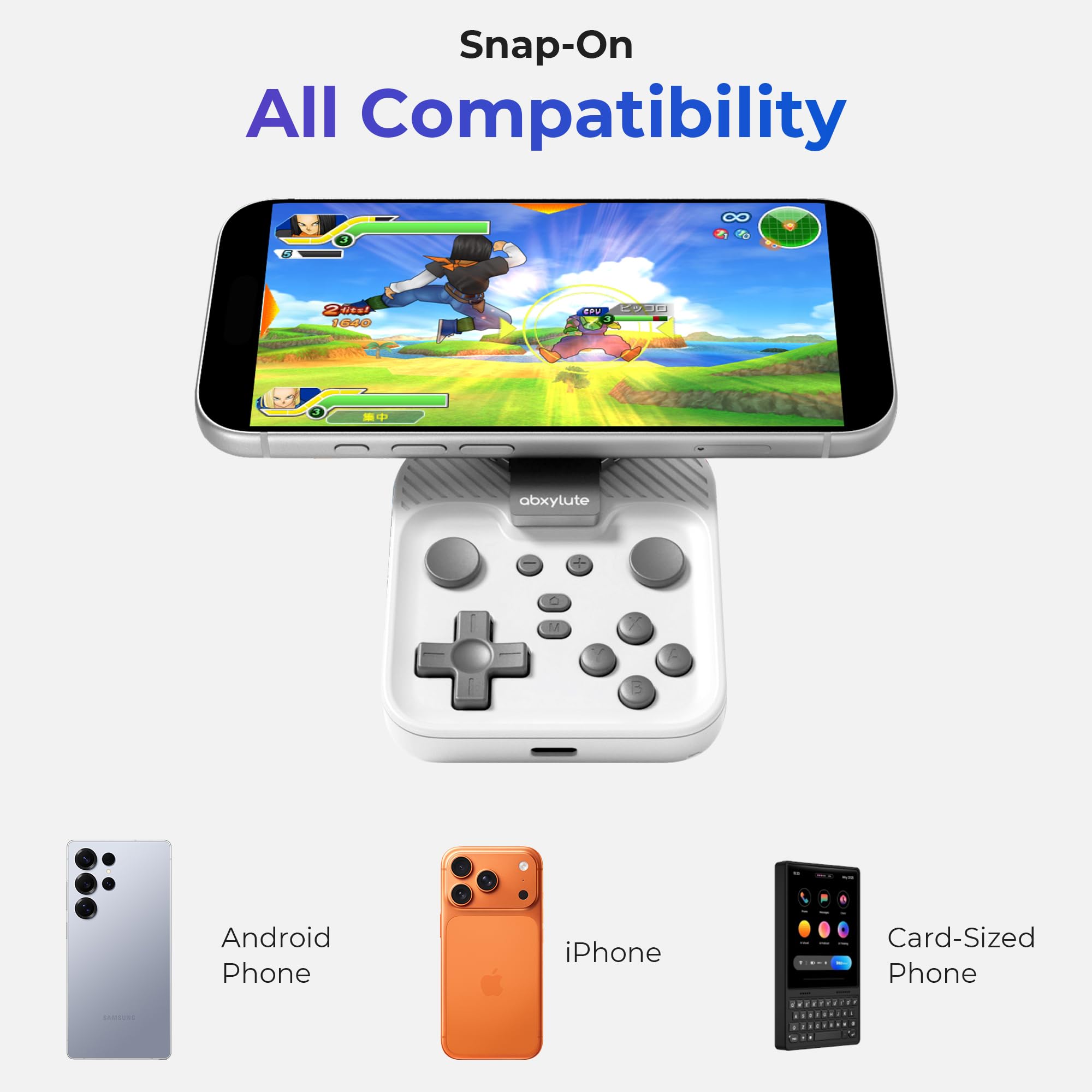 M4 Magnetic Snap-On Mobile Gaming Controller | Portable Bluetooth Gamepad for Android, iPhone, Switch, Dual Joystick Turbo with Stand, Black Translucent