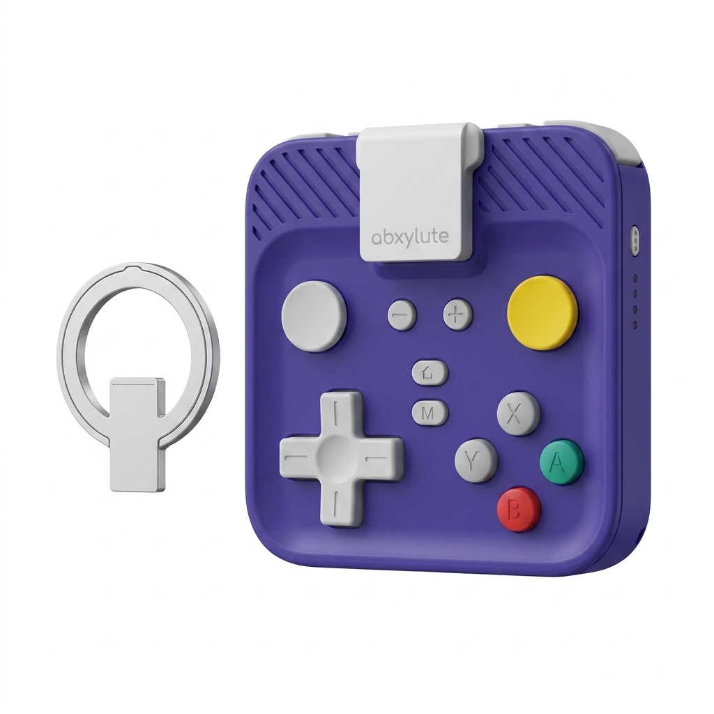 M4 Magnetic Snap-On Mobile Gaming Controller | Portable Bluetooth Gamepad for Android, iPhone, Switch, Dual Joystick Turbo with Stand, Black Translucent