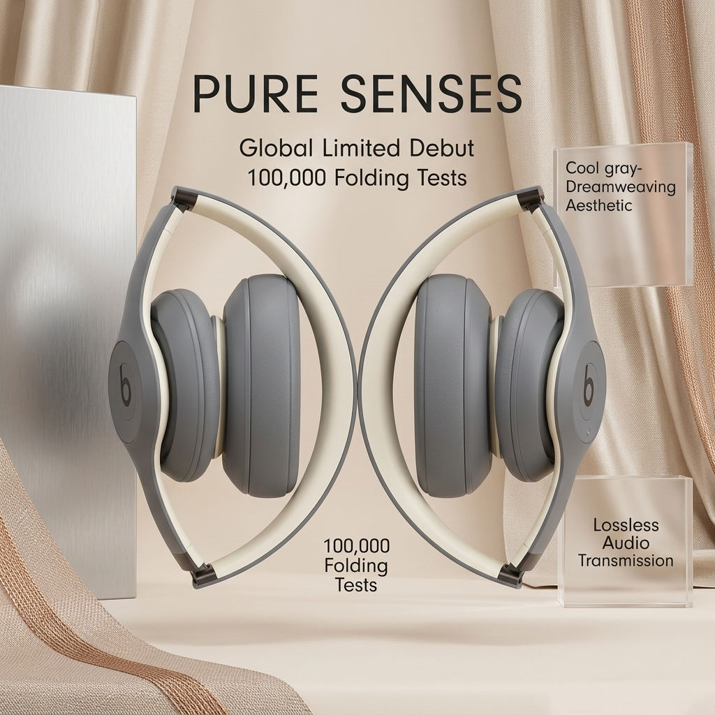 “Grey-White Dream” Noise Cancelling Headphones – Spatial Audio, 40H Playtime, Premium Matte Design, Lightweight Comfort Over-Ear Headset