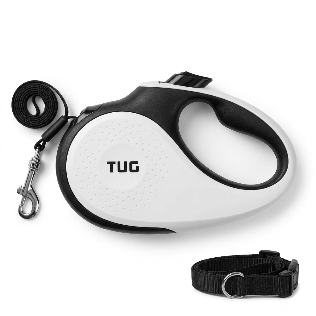 TUG 360° Tangle-Free Retractable Dog Leash with Anti-Slip Handle | 16 ft Strong Nylon Tape | One-Handed Brake, Pause, Lock