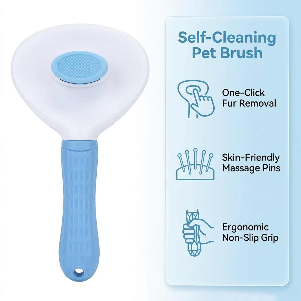 Dog Cat Bunny Pet Grooming Shedding Brush - Easy to Remove Loose Undercoat, Pet Massaging Tool Suitable for Pets with Long or Short Hai