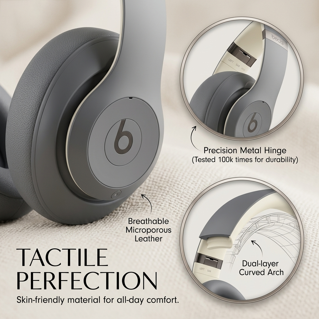 “Grey-White Dream” Noise Cancelling Headphones – Spatial Audio, 40H Playtime, Premium Matte Design, Lightweight Comfort Over-Ear Headset