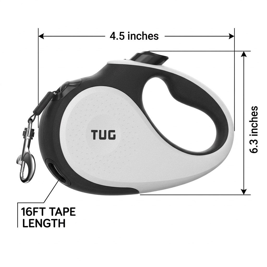 TUG 360° Tangle-Free Retractable Dog Leash with Anti-Slip Handle | 16 ft Strong Nylon Tape | One-Handed Brake, Pause, Lock