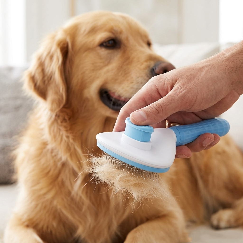 Dog Cat Bunny Pet Grooming Shedding Brush - Easy to Remove Loose Undercoat, Pet Massaging Tool Suitable for Pets with Long or Short Hai