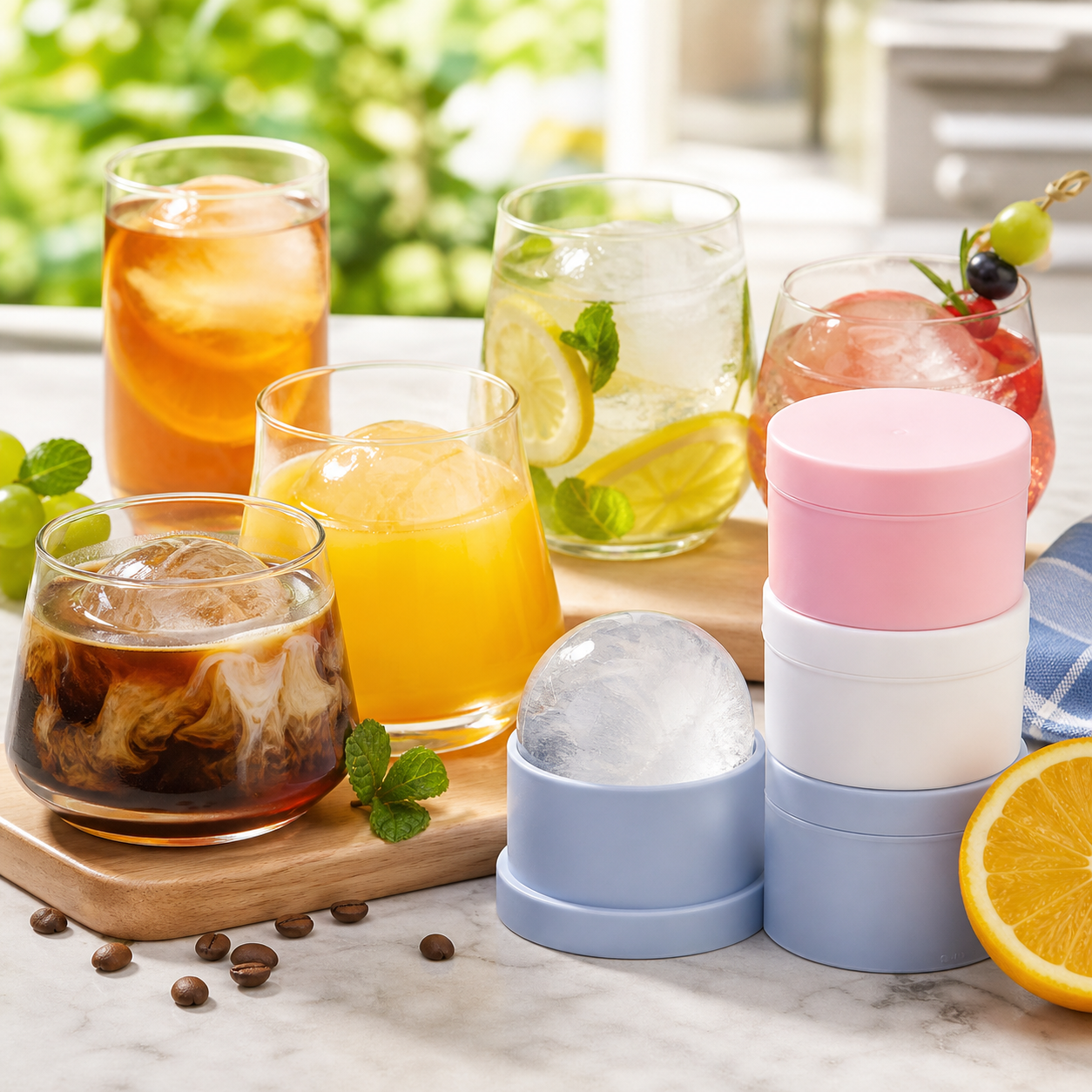 Silicone ice ball mold for iced coffee iced tea lemonade and party drinks