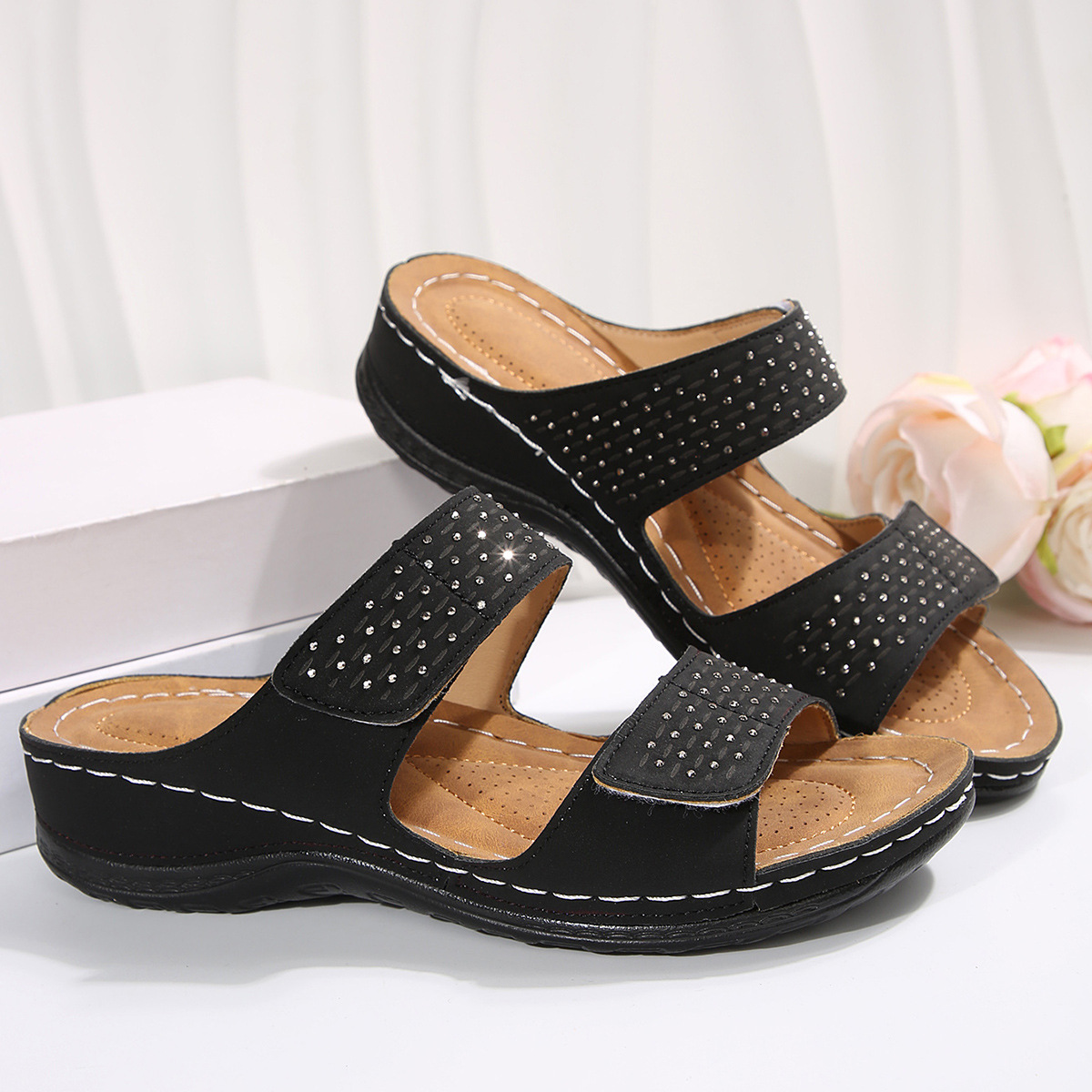 ⏰Last Day! 65% OFF Comfort Wedge Sandals - Black