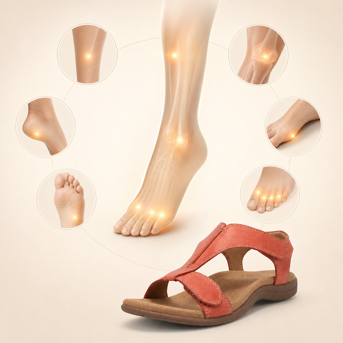 Women's foot pressure point visual with comfort sandals