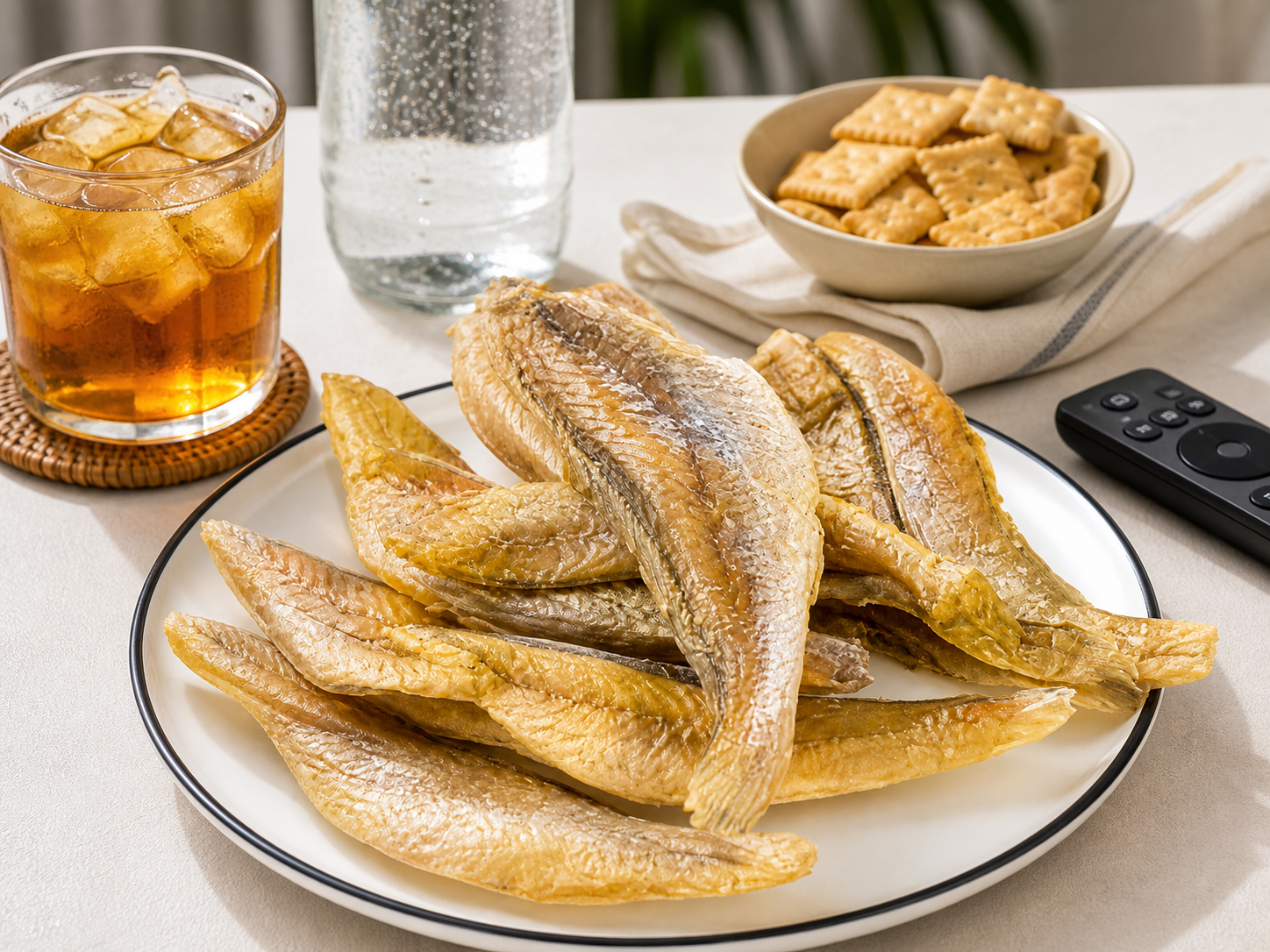 Headless dried yellow croaker pieces serving scene