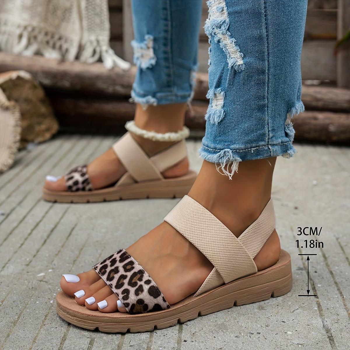 Women's Comfortable & Versatile Leopard Print Sandals Roman Shoes