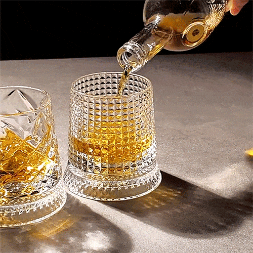 Rotating Crystal Whiskey Glasses Set