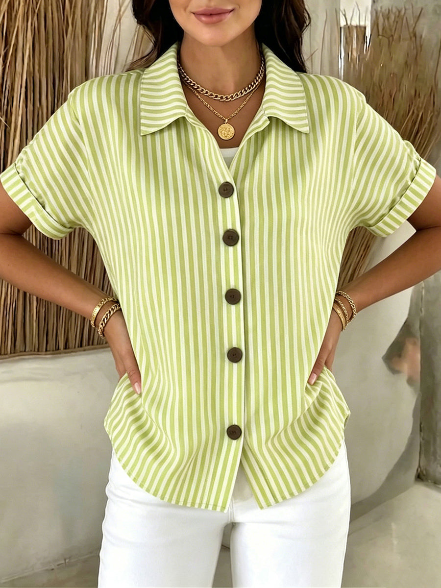 Classic Striped Cotton-linen Button-up Shirt