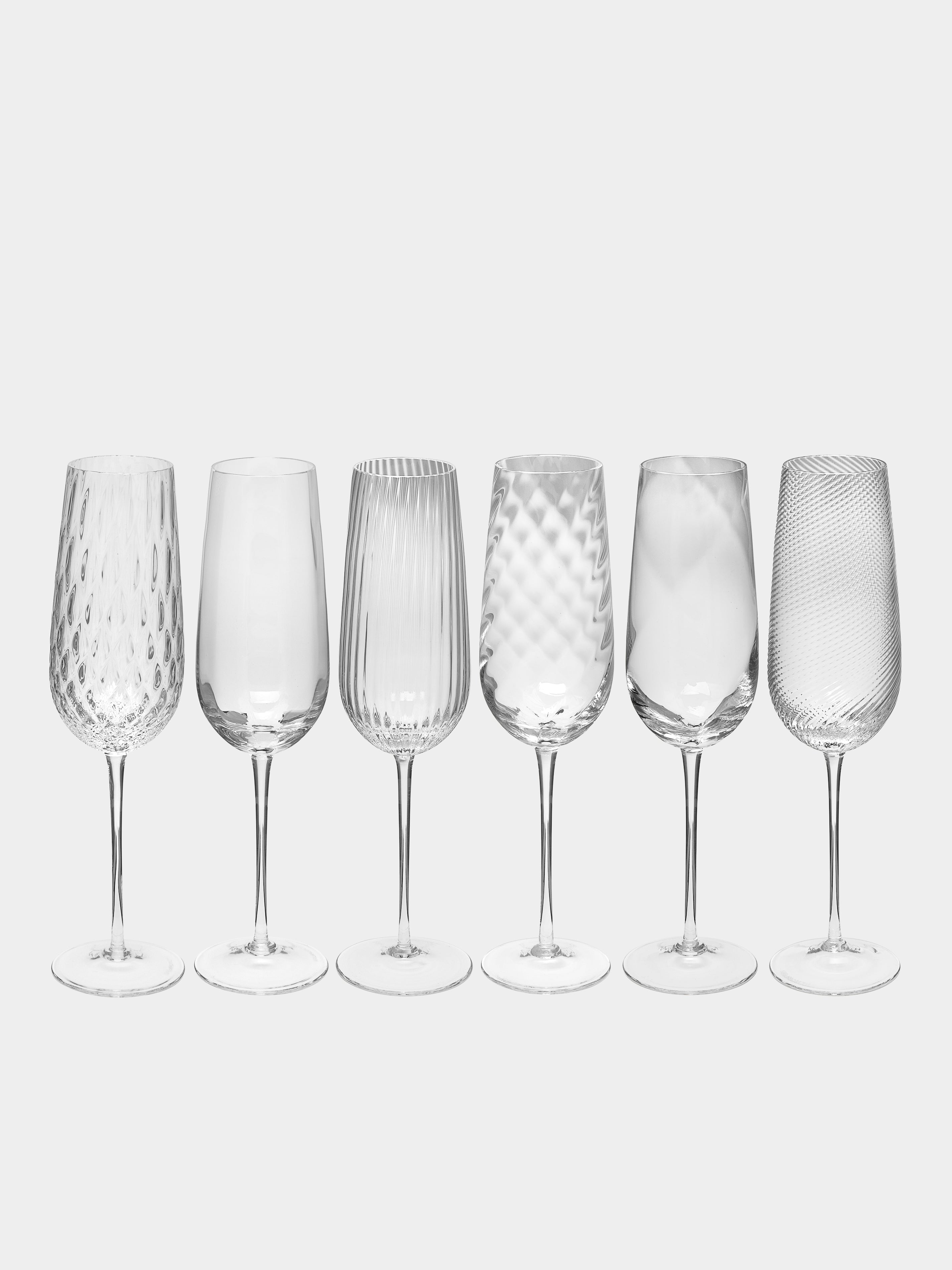 Tolomeo Hand-Blown Murano Glass Champagne Flutes 