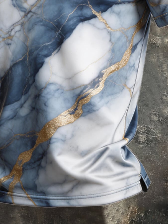 Men's Retro Patriotic Color-Block Short-Sleeve Polo Shirt