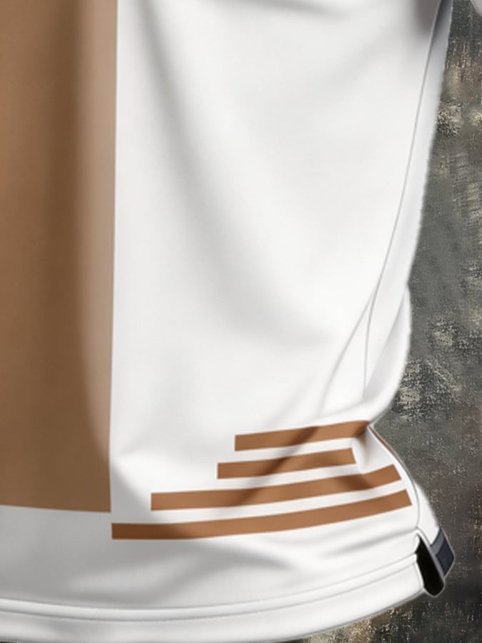 Men's Retro Patriotic Color-Block Short-Sleeve Polo Shirt