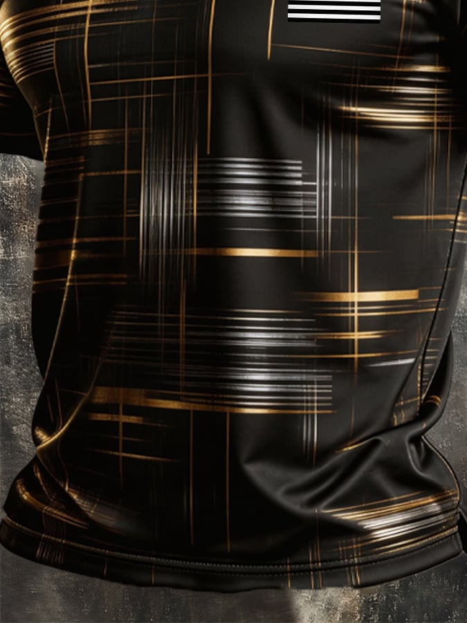 Men's Retro Patriot Color Block Polo Collar Short Sleeve