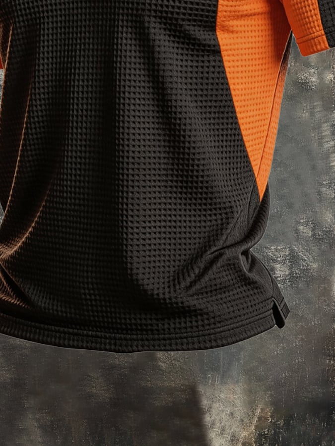 Men's Retro Knitted Polo Shirt with 3D Contrast-Color Argyle Pattern