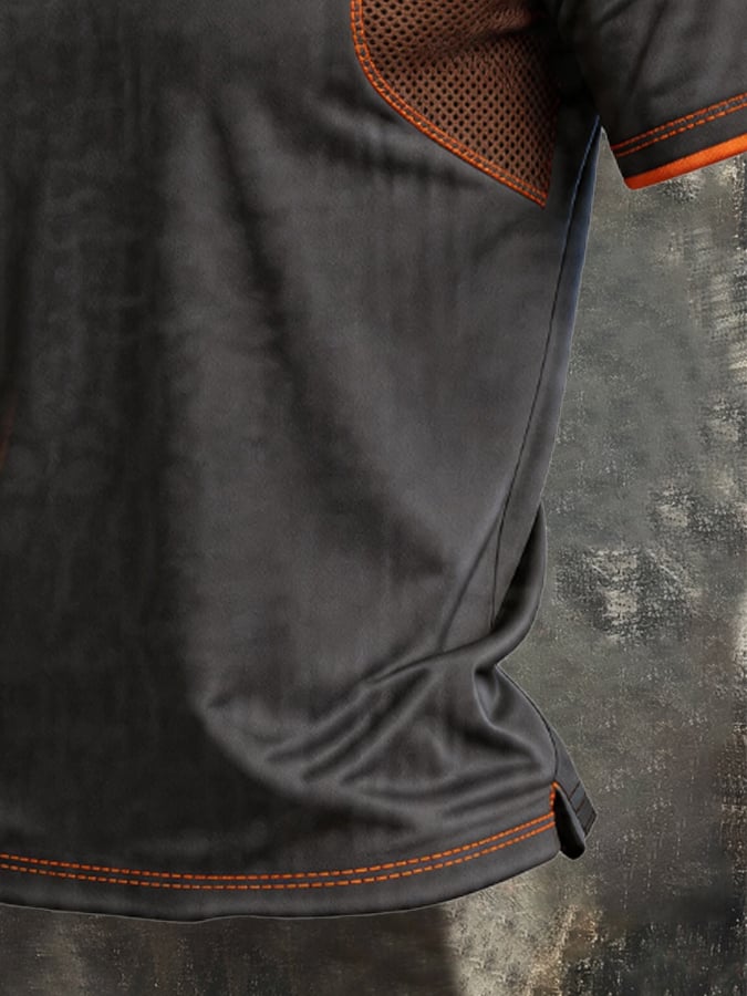 Men's Retro Mesh-Paneled Breathable Polo Shirt