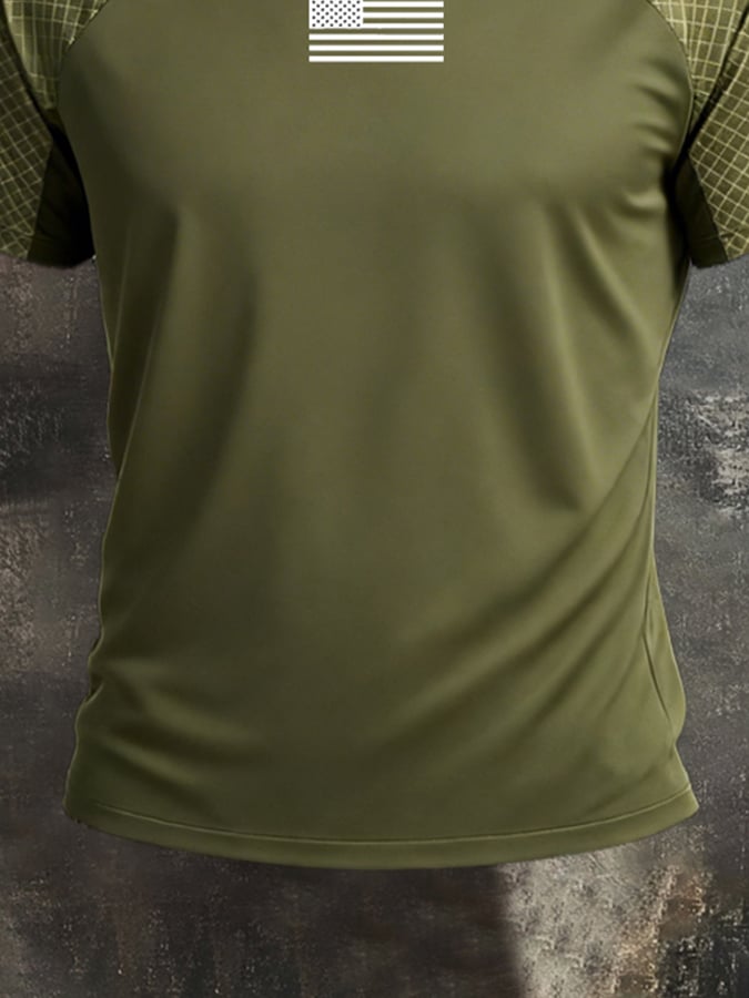 Men's Retro Camouflage Color-Block "Patriot" Short-Sleeve T-Shirt