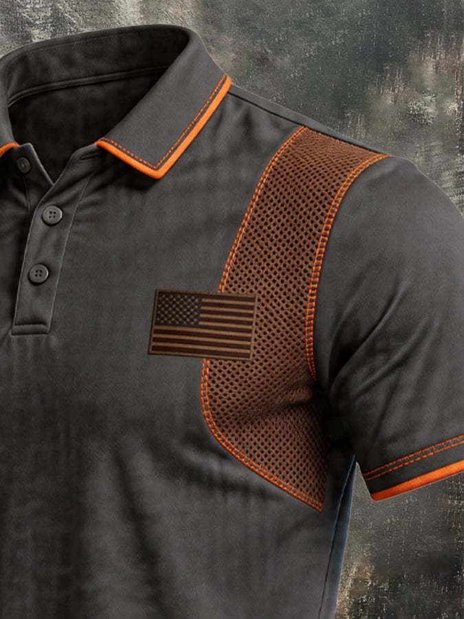 Men's Retro Mesh-Paneled Breathable Polo Shirt