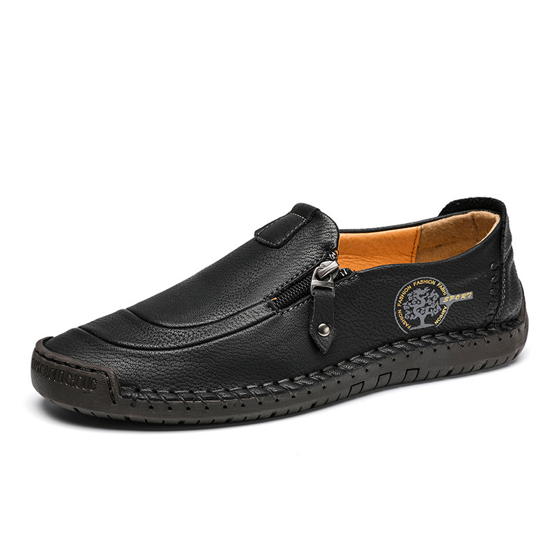 ⏰Limited Time 60% OFF - Men's Handmade Genuine Leather Slip-On Driving Shoes with Zipper