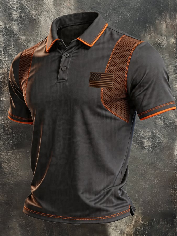 Men's Retro Mesh-Paneled Breathable Polo Shirt