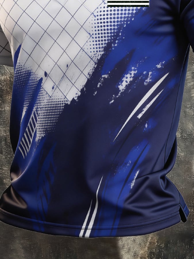 Men's Retro Patriotic Color-Block Short-Sleeve Polo Shirt