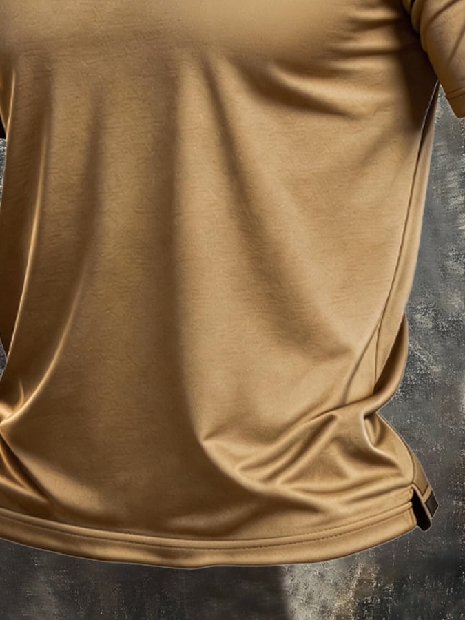 Men's Retro Patriotic Color-Block Short-Sleeve Polo Shirt